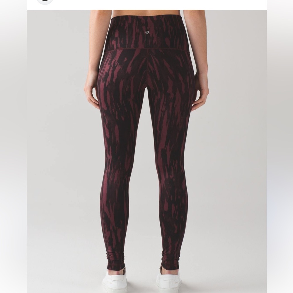 Lululemon Athletica Maroon Patterned Leggings